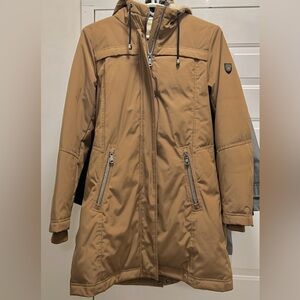 Vince Camuto Tan Hooded Quilted Parka Jacket Size S